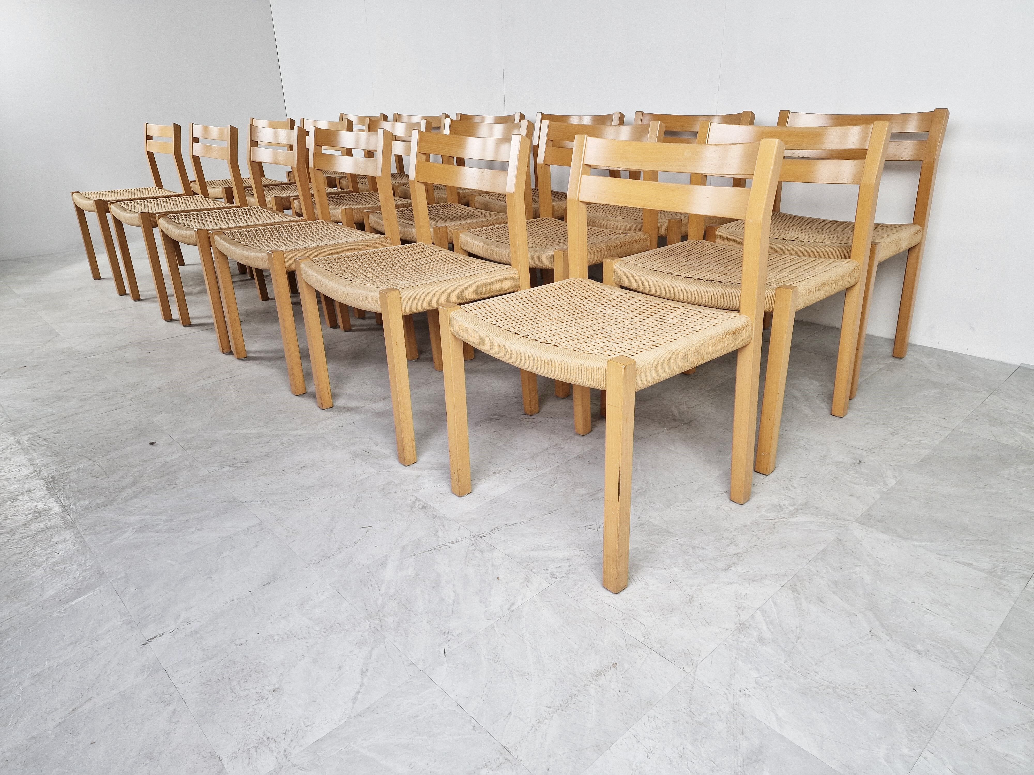Danish Oak Chairs by Niels Otto Møller for Møller Mobelfabrik, Set of 18