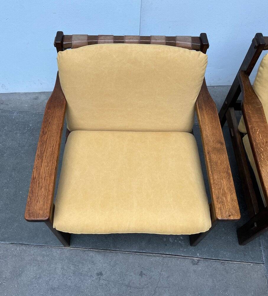 Vintage brutalist lounge chair set, 1960s