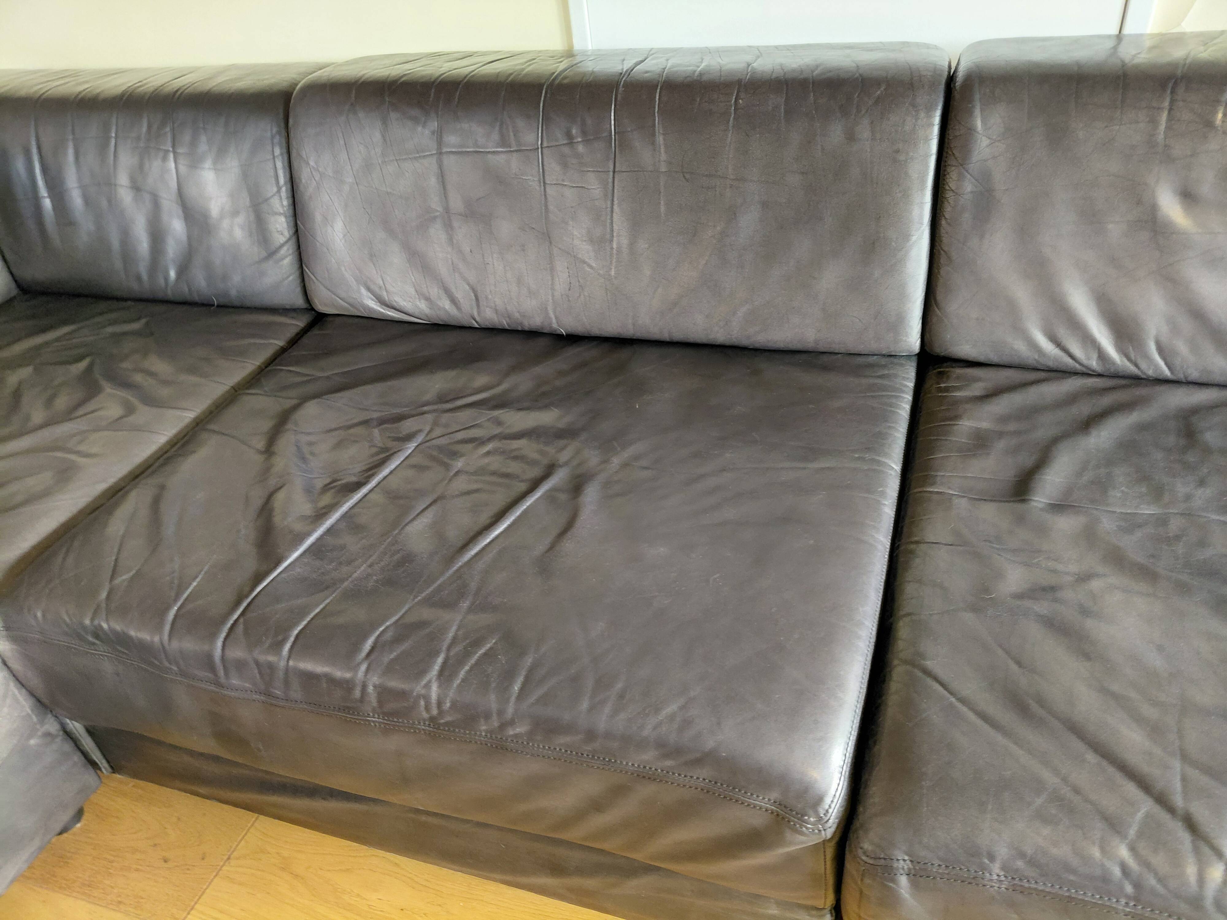 Canapé modulable De Sede DS76 en cuir noir (5 modules)