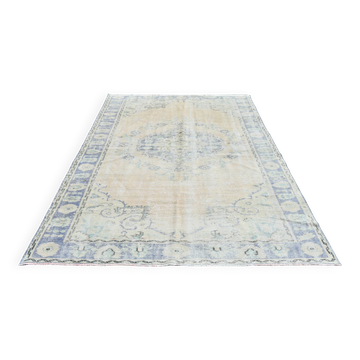 Tapis Médaillon Neutre Pâle, Tapis Vintage Bleu Poudré, 190x290 Cm