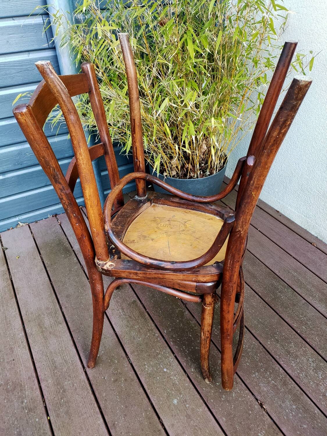 Pair of antique Luterma bistro chairs