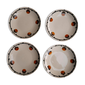 Set of 4 dessert plates Badonviller - Barcarolle pattern