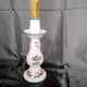 Old Rouen style earthenware candle holder decorated with flower basket 25 cm