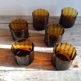 Series of 6 amber glasses