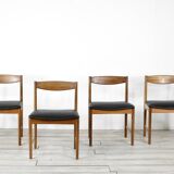 Set Of 4 Midcentury McIntosh Teak And Leatherette Chairs. Vintage Modern