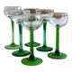 6 mismatched vintage Alsace wine glasses – Green stems