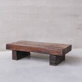 Brutalist Wooden 'Sleeper' Mid-Century Dutch Coffee Table