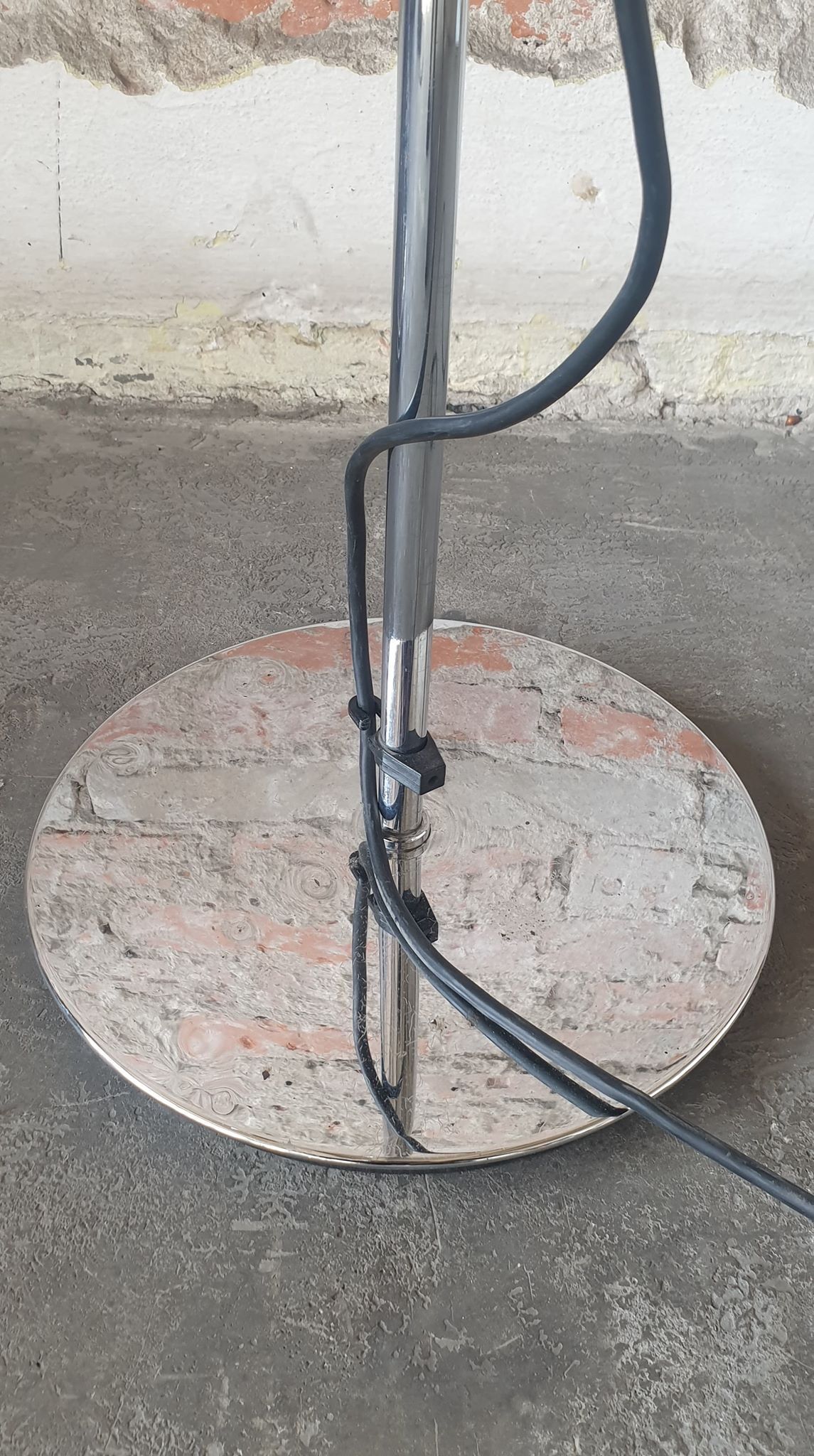 Vintage floor lamp silver-black, 1970