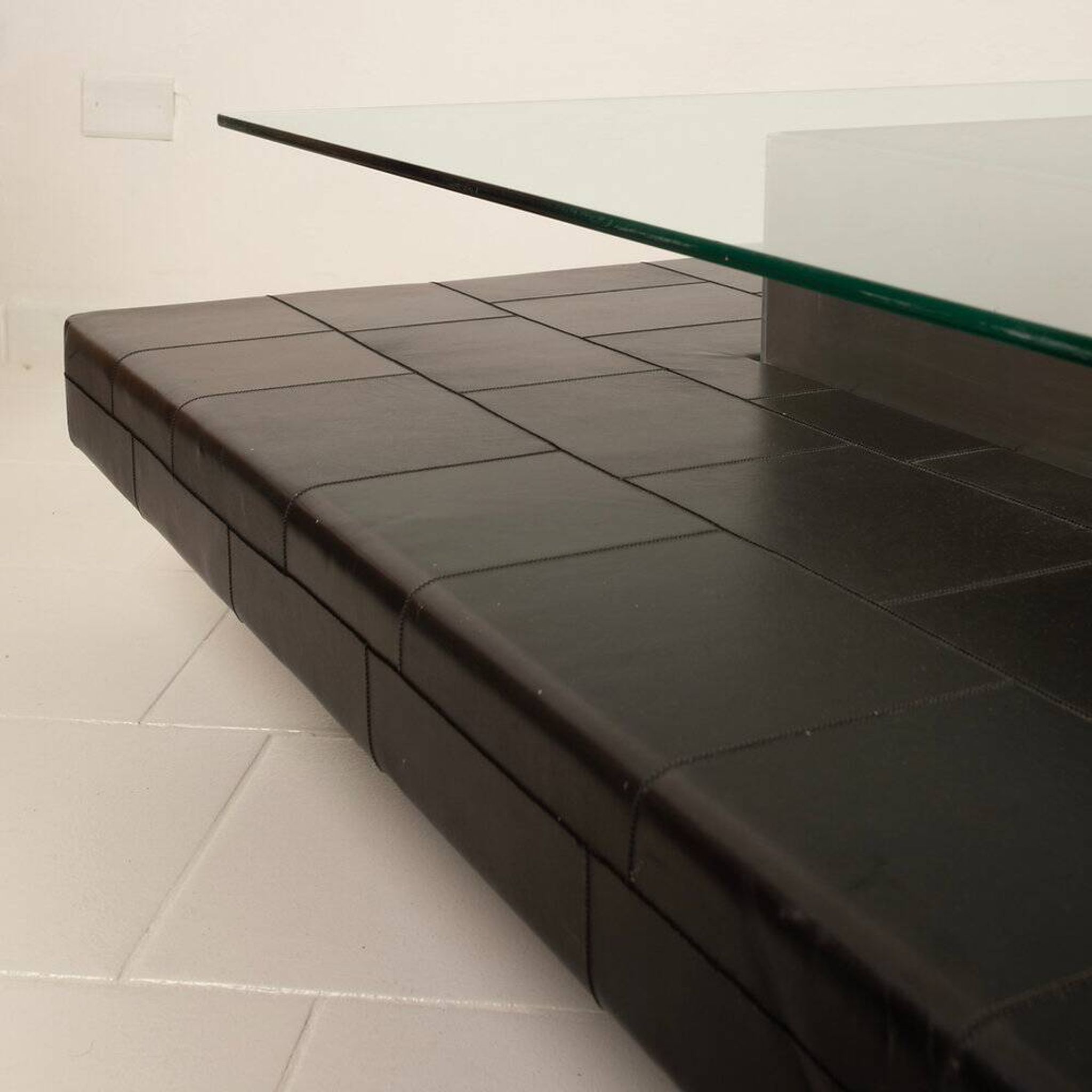 Coffee table with pecari leather base by Tito Agnoli for Caleido, 1970