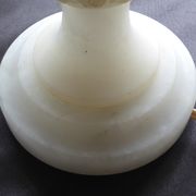 Antique lamp foot in alabaster marble torso belly, pearl rows