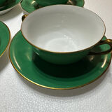 Service 14 cup and saucer in Art Deco Emerald Green and Gold.