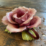 Rose-shaped earthenware candle holder