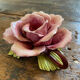 Rose-shaped earthenware candle holder