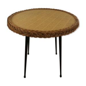 Table en bois et osier des années