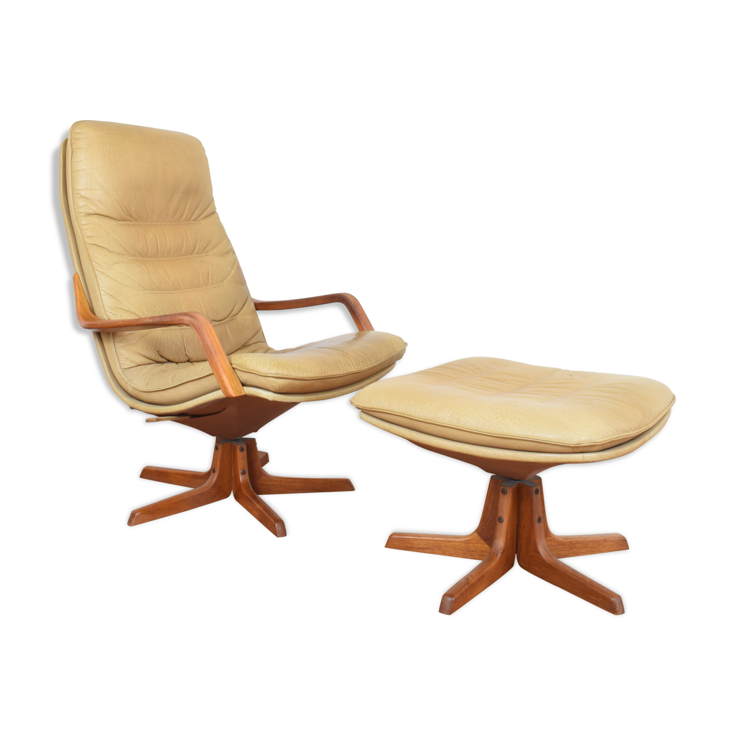 Mid-Century Office Chair with Ottoman from Berg Furniture, 1970s