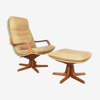 Mid-Century Office Chair with Ottoman from Berg Furniture, 1970s