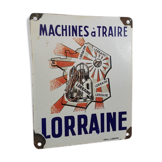 Enamelled plate "Lorraine Milking Machine" vintage 50