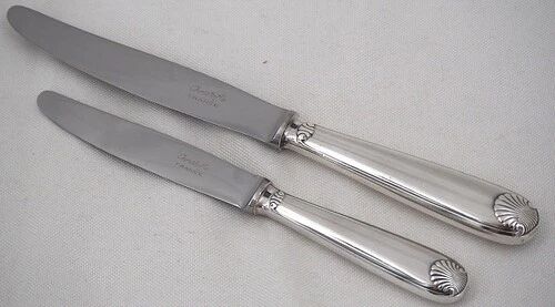 Christofle Vendôme Shell, 62-piece cutlery set, silver-plated knives.