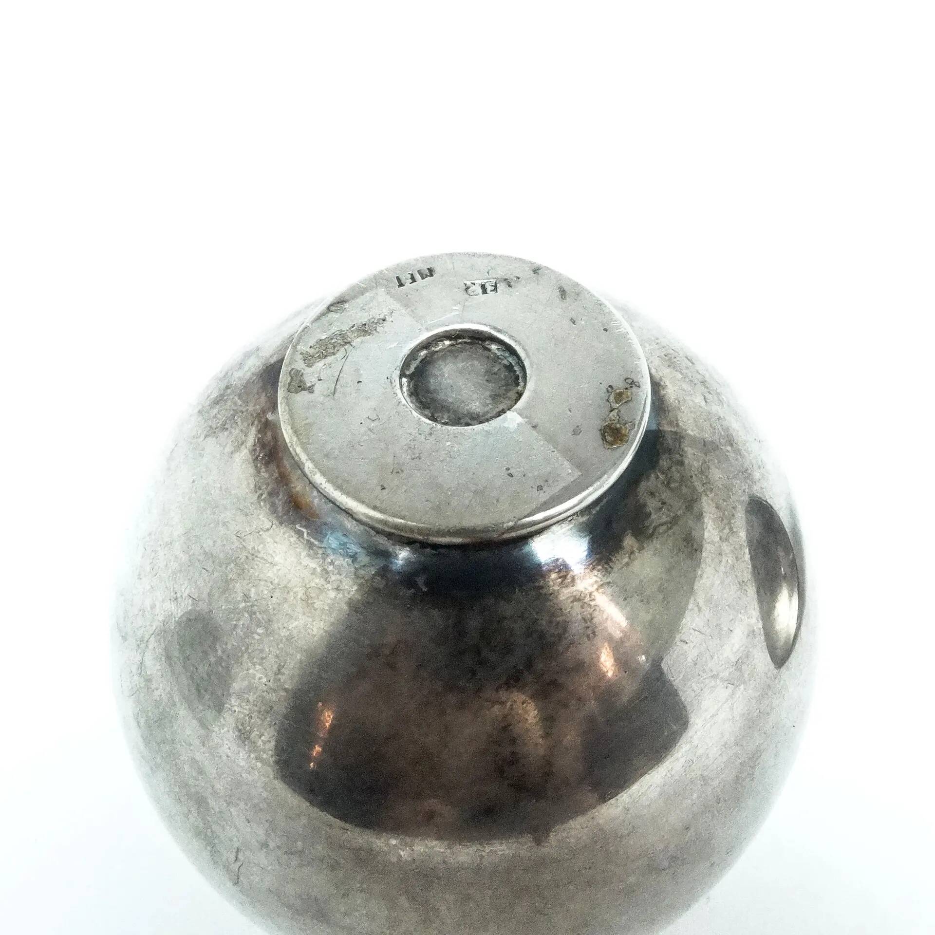 Mid-century modern sugar bowl, silver-plated brass, HEFRA, Poland, 1960s