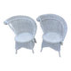 Pair of vintage art deco white rattan wicker armchairs