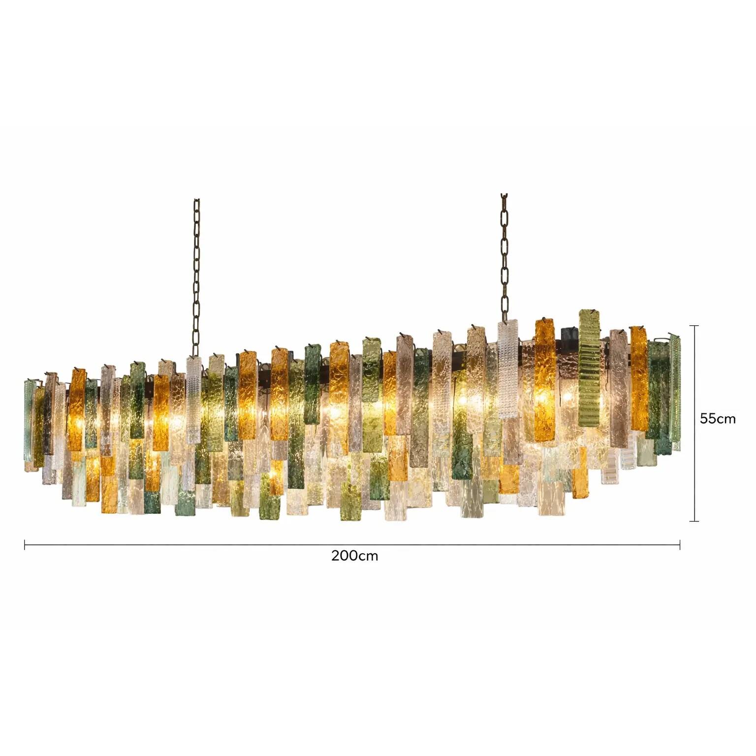 Grand lustre en verre de Murano avec des bandes rectangulaires