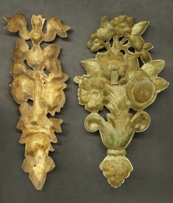Ensembe de deux ornements floraux style Louis XVI - bronze doré