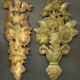 Set of two Louis XVI style floral ornaments - gilded bronze