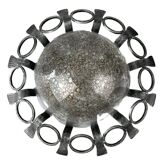 60s 70s Brutalist wall lamp or ceiling lamp made of iron & glass design