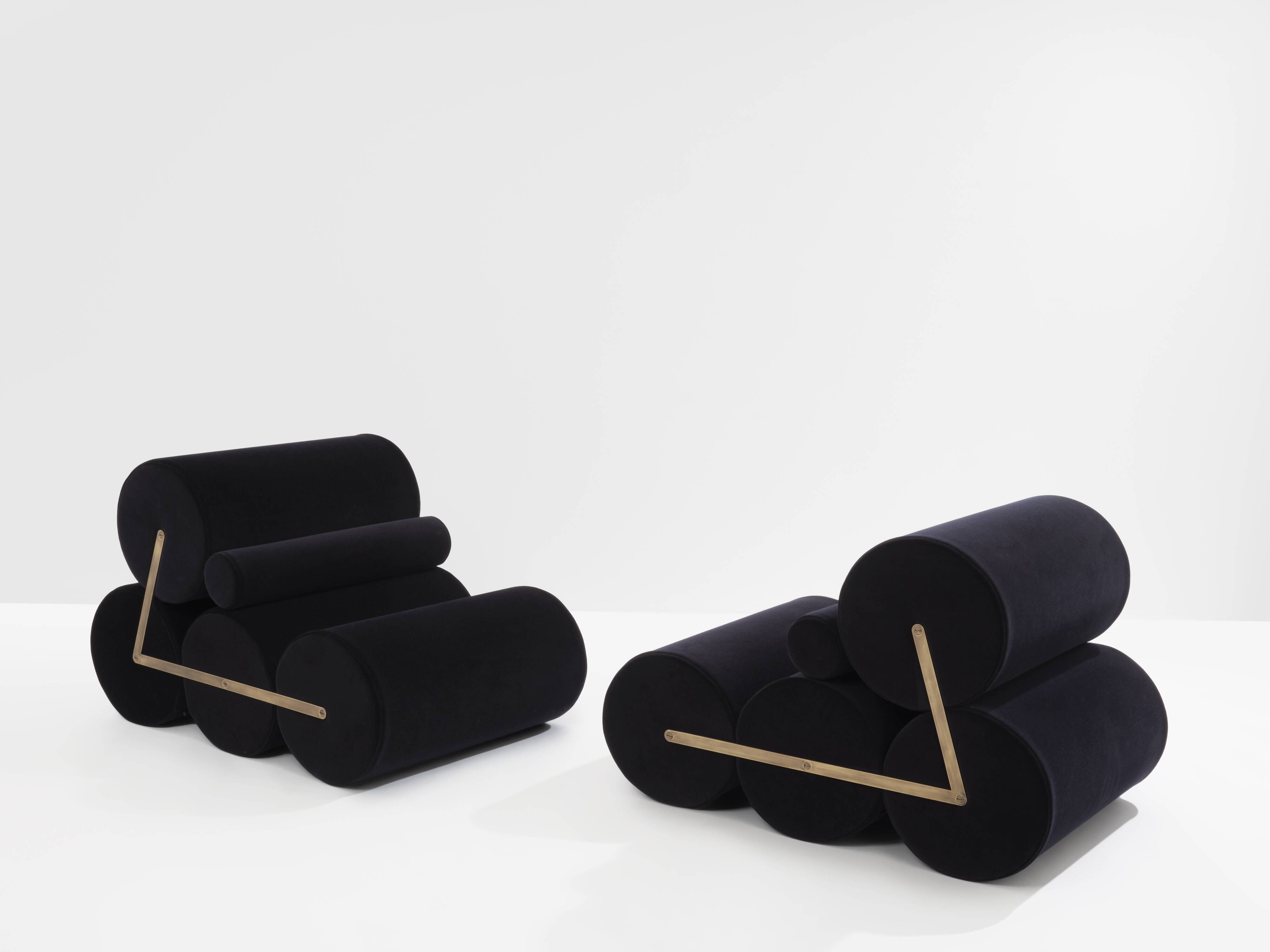 Pair of black velvet armchairs by Auro Trivellato for ALI 1972