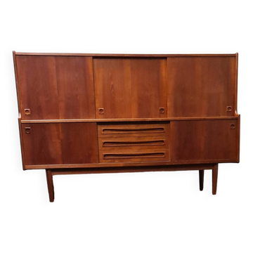 Buffet haut en teck attribué à Johannes Anderson - Solution de rangement élégante avec style-Design danois