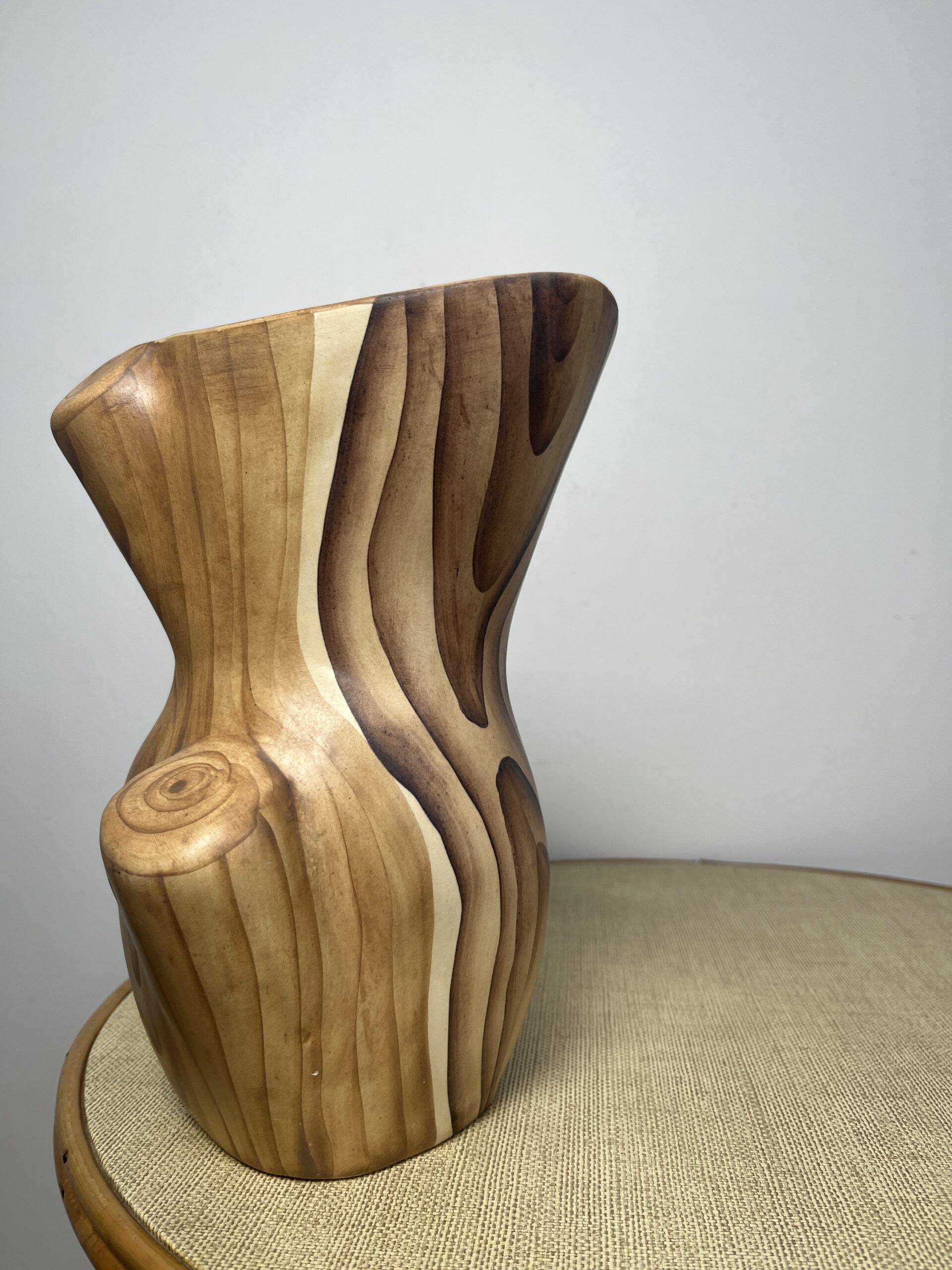 Ceramic vase in wood style by Grandjean Jourdan in Vallauris