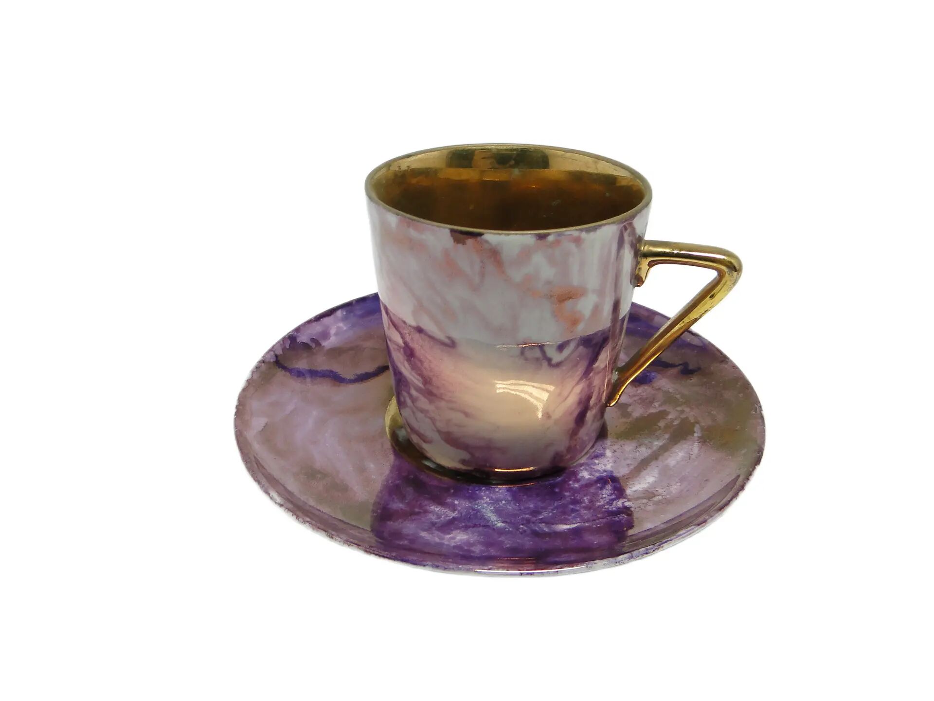 Cup and saucer, mid-century modern, porcelain, Poland, 1970s.