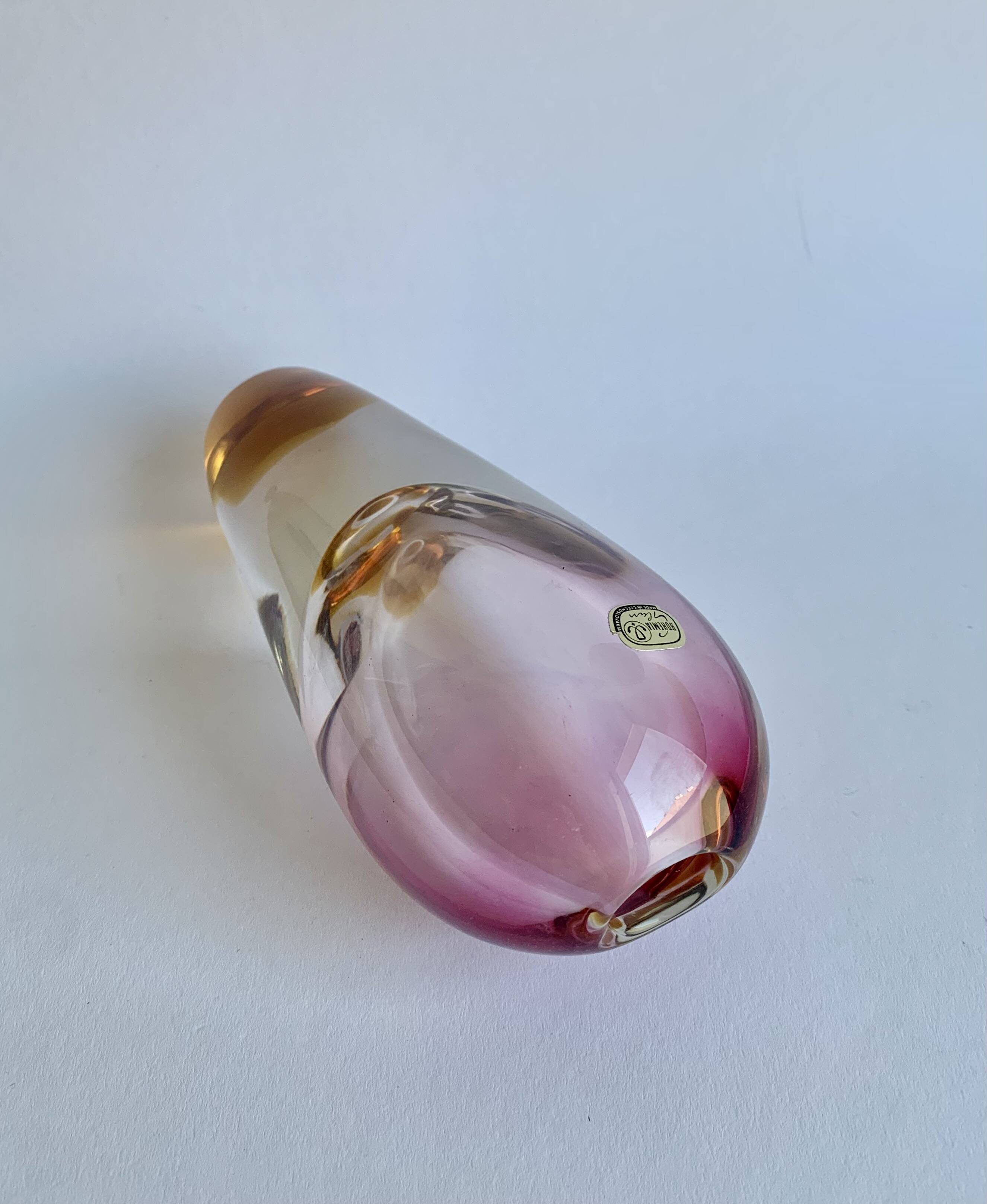 Bohemia Glass Vase, Czech Republic. 1970s