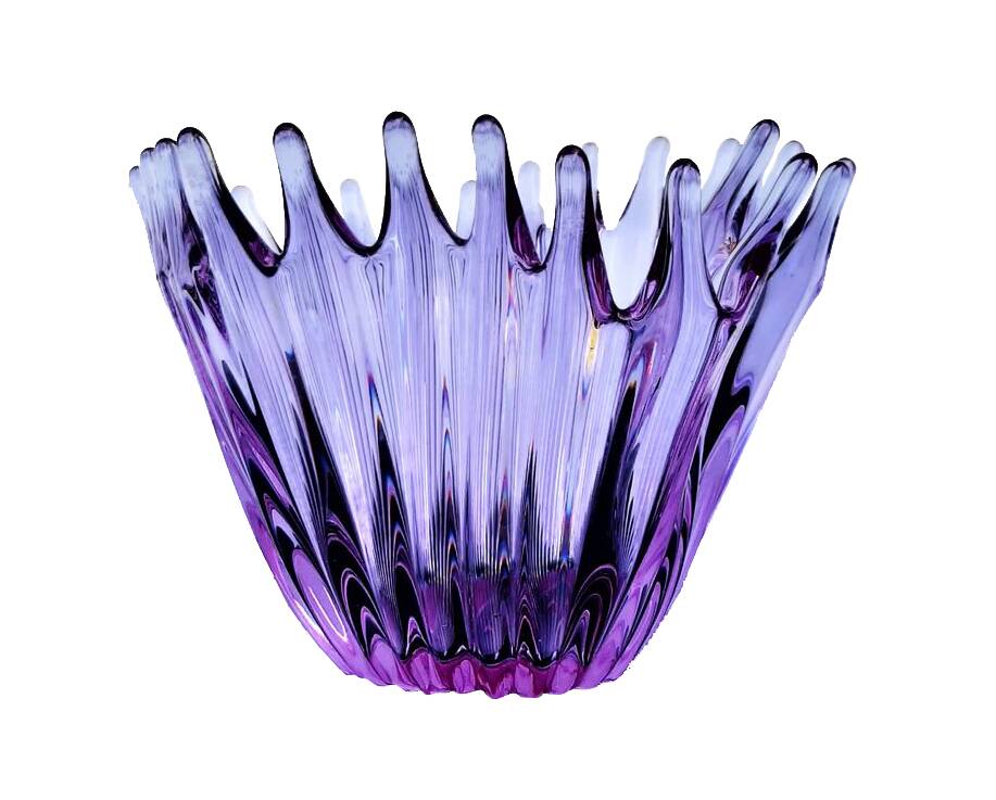 Vase - Large Purple Crystal Cup • Vintage • Cristallerie de Bayel • 1950