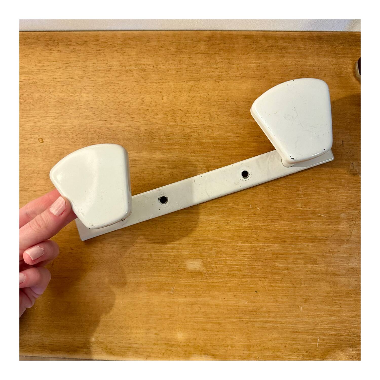 White metal coat hook