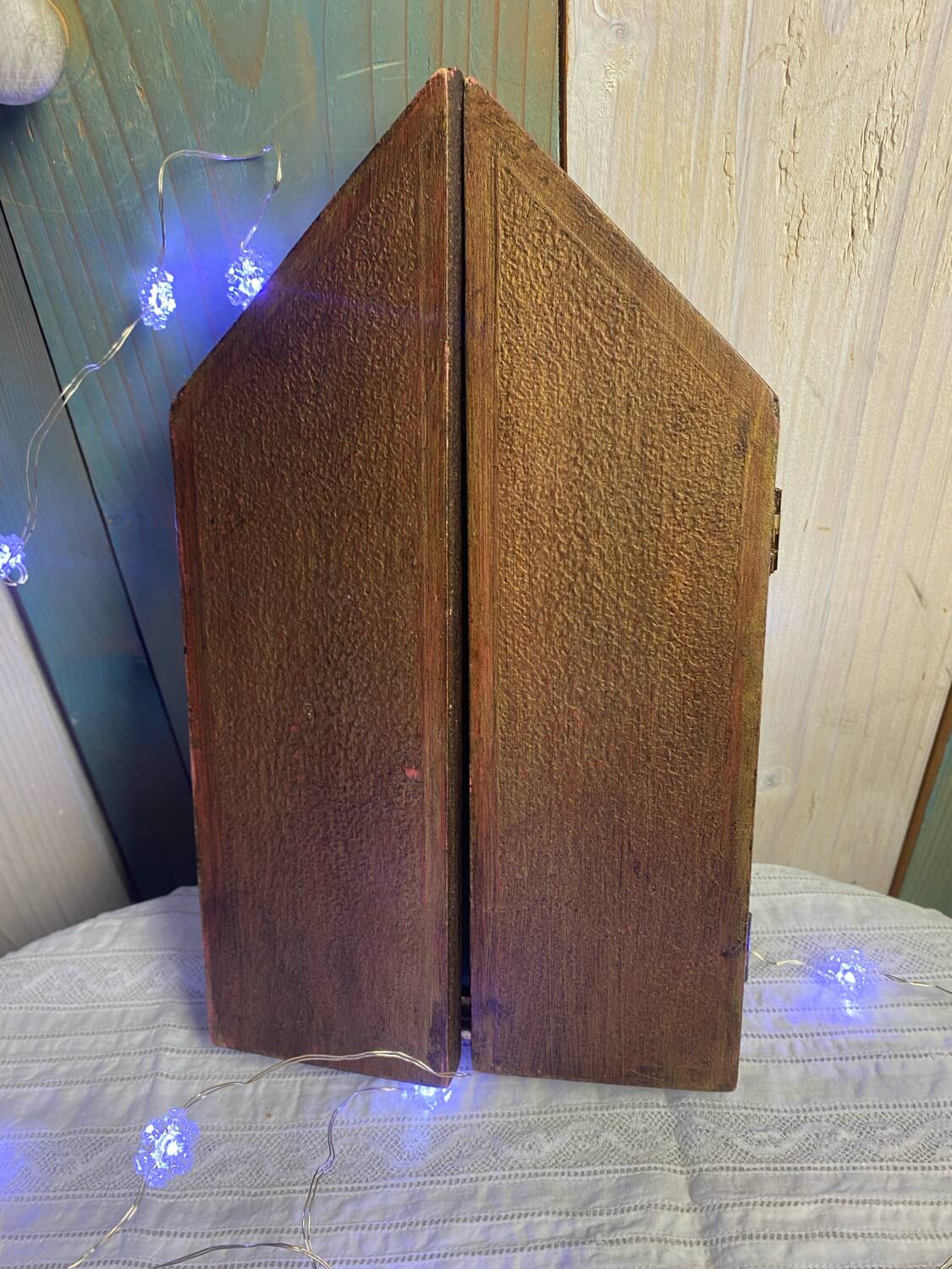 Vintage wooden religious triptych