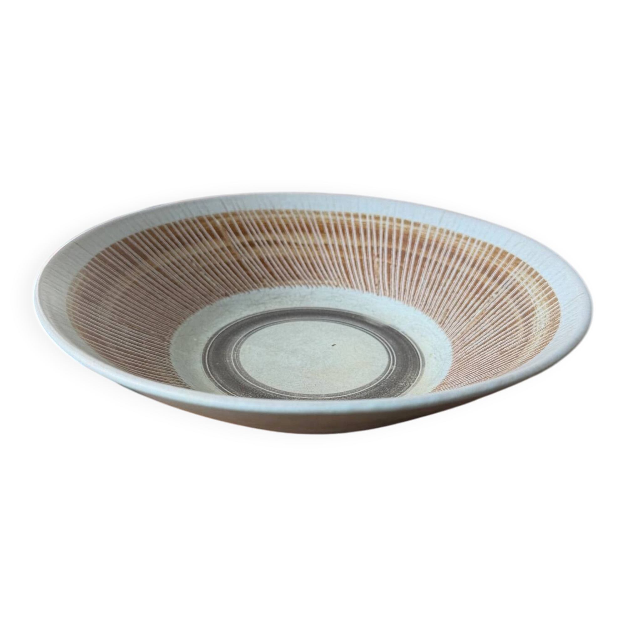 Blue stoneware plate Dominique Guillot Vallauris 1960