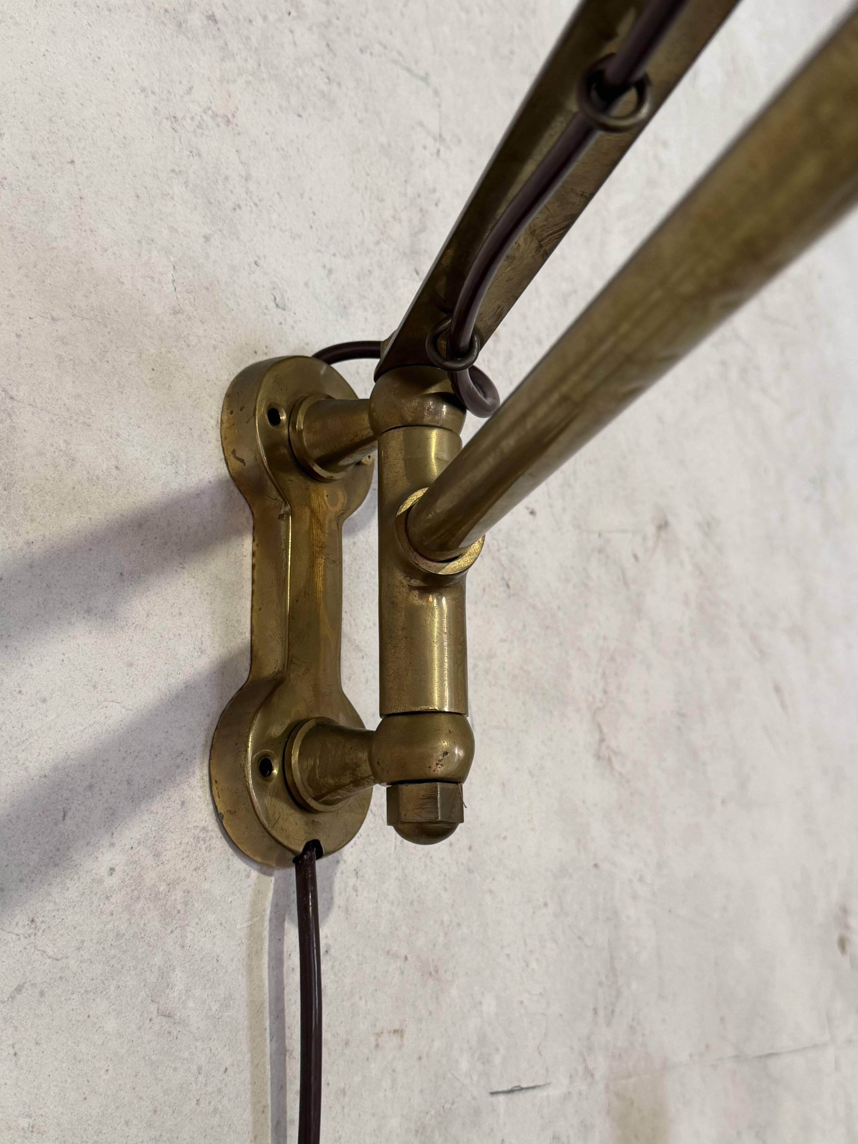 Vintage brass articulated wall lamp Scandinavian style