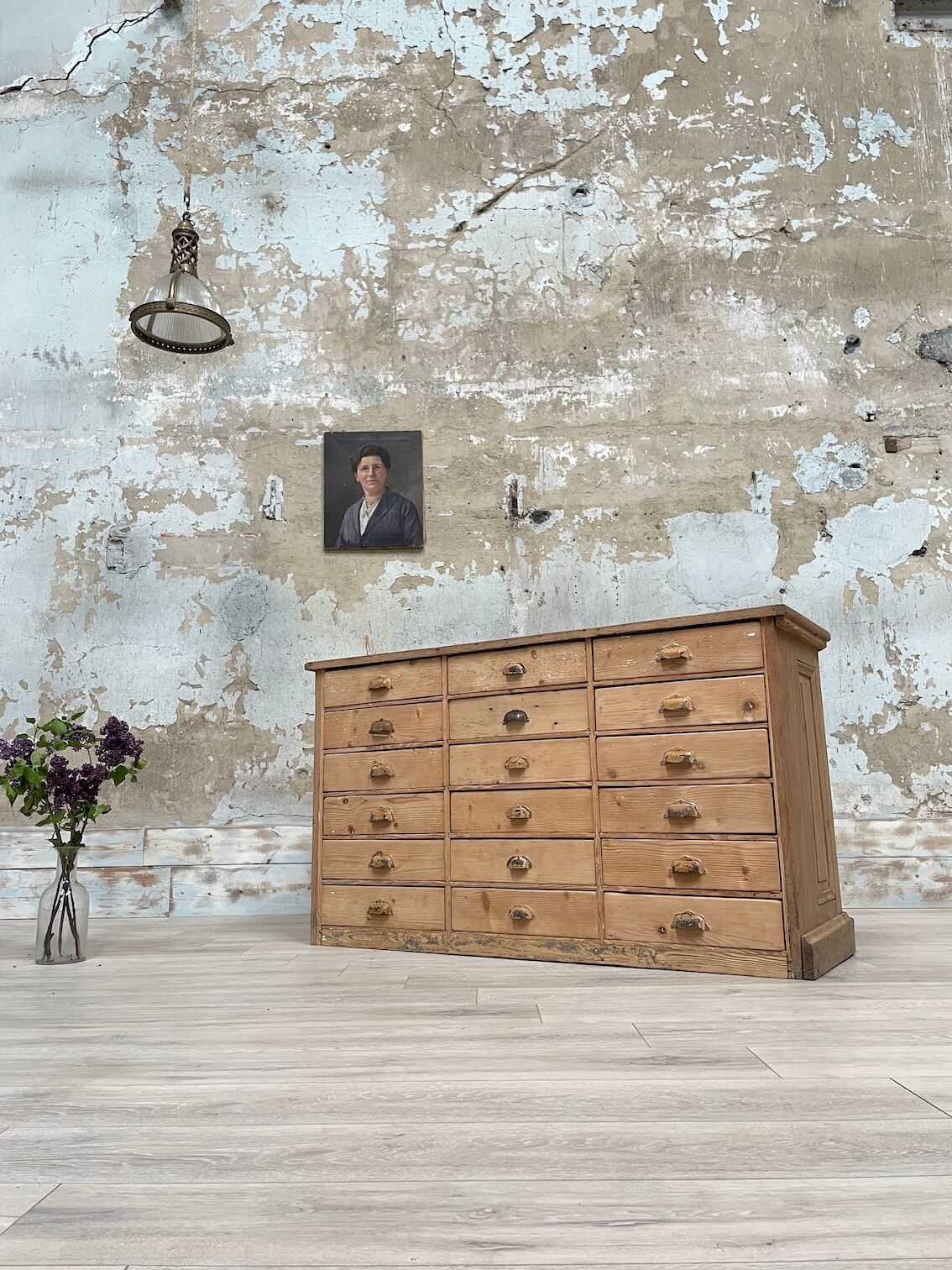 Bank store counter with drawers, circa 1900.
