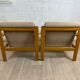 Pair of beige gray armchairs in solid wood origin Eastern countries, 70s-80s