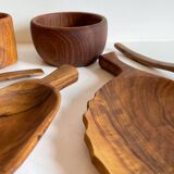 Set of vintage turned and carved wooden cups
