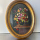 Painting of Flower arrangement in Oval Frame gilded wood measurements 29 cm x 23 cm CONVEX glass