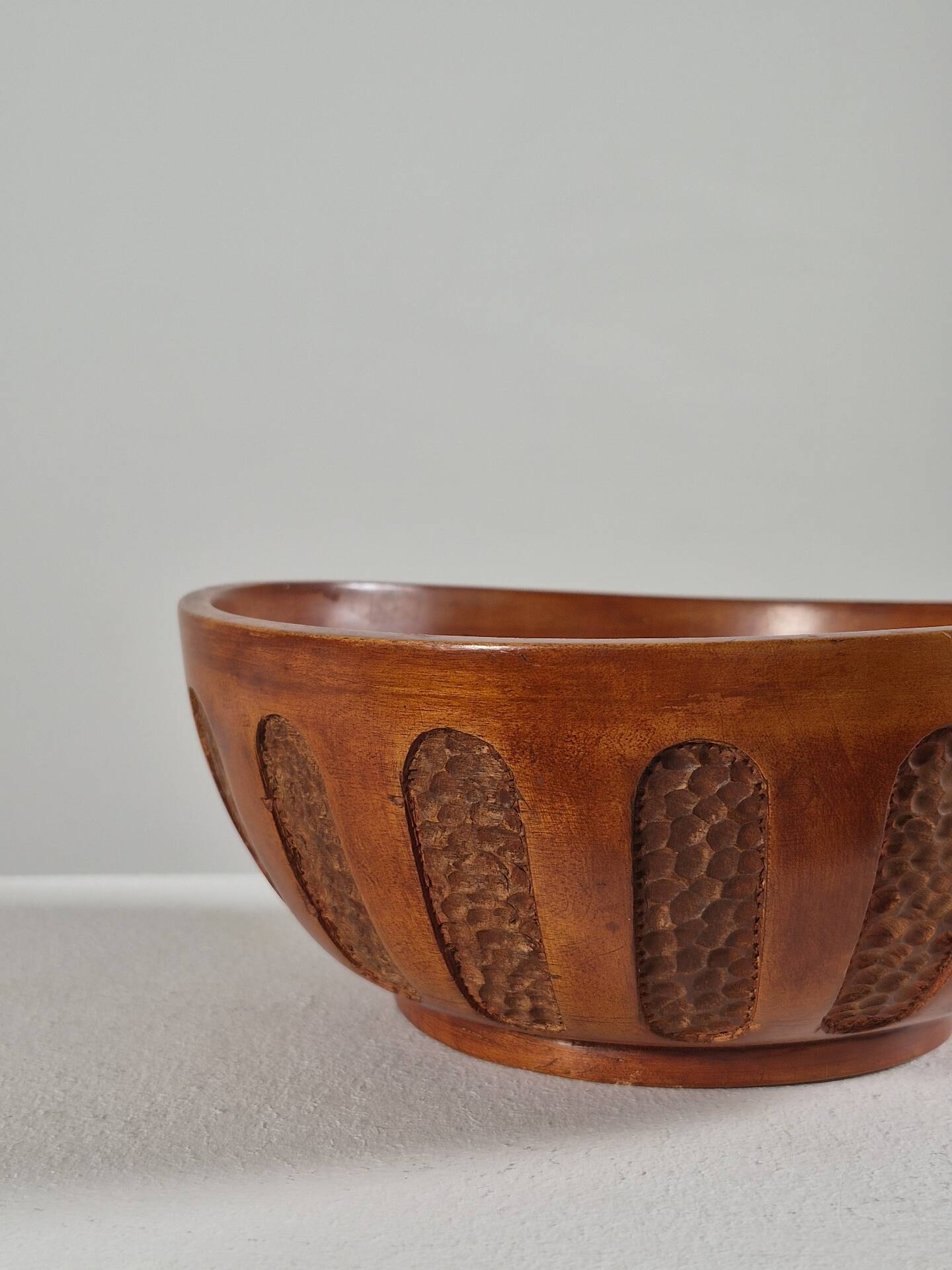 Antique hand carved signed folk art bowl 1930