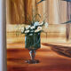 Ancient painting, still life with flowery vase and glass, signed,XX century