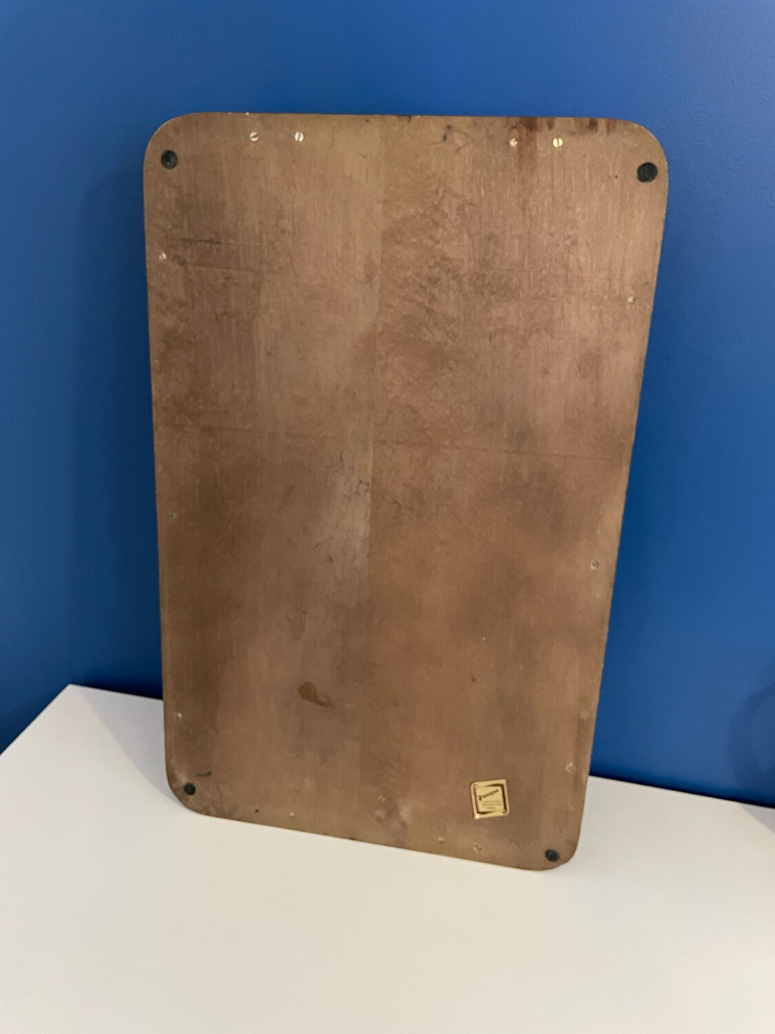 Wooden and brass serving tray