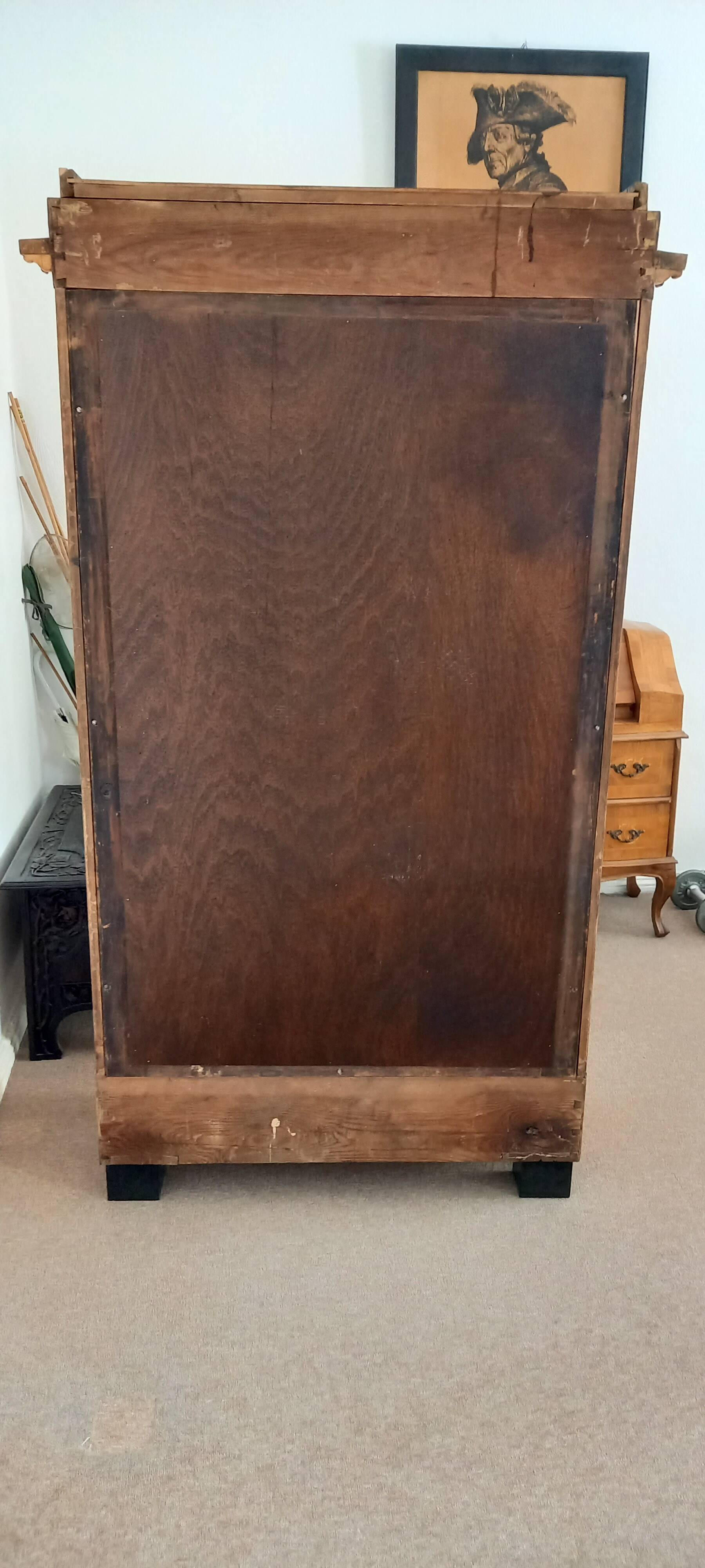 Antique German Biedermeier Birch Display Cabinet