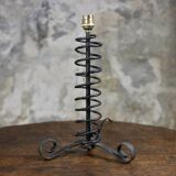 Brutalist wrought iron spring lamp base