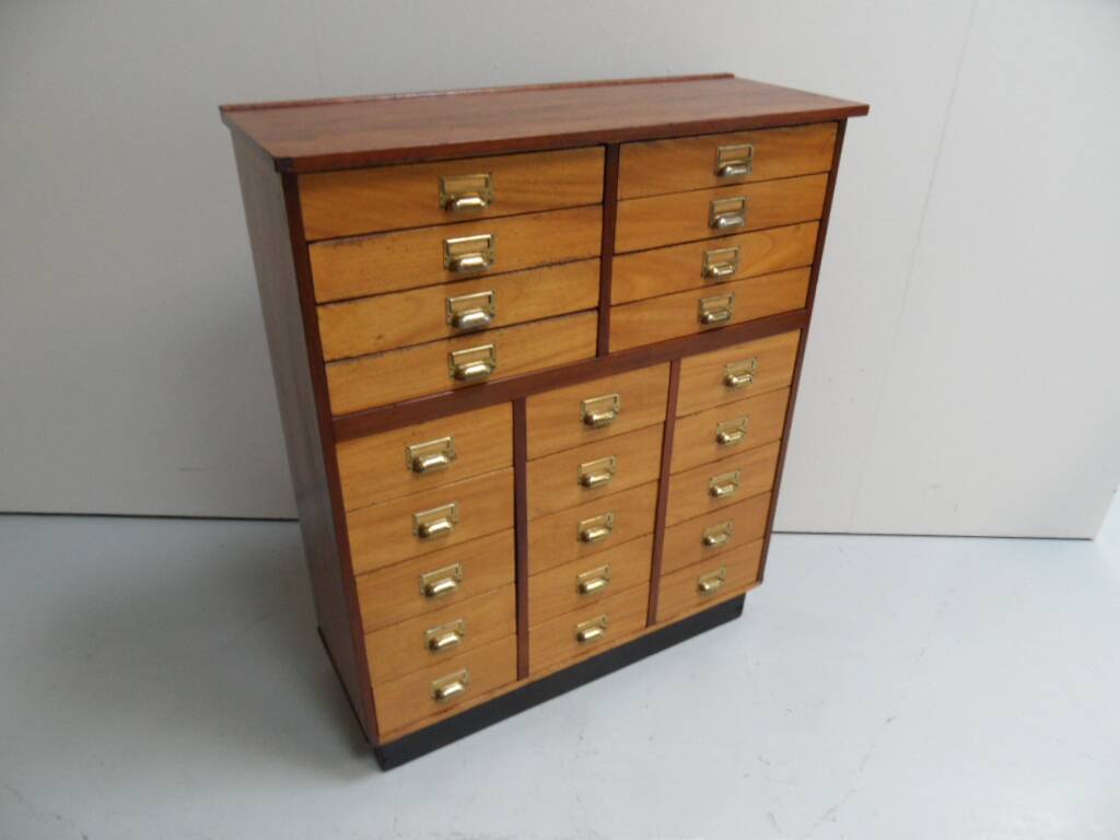 Vintage mahogany filing cabinet with drawers 1950's