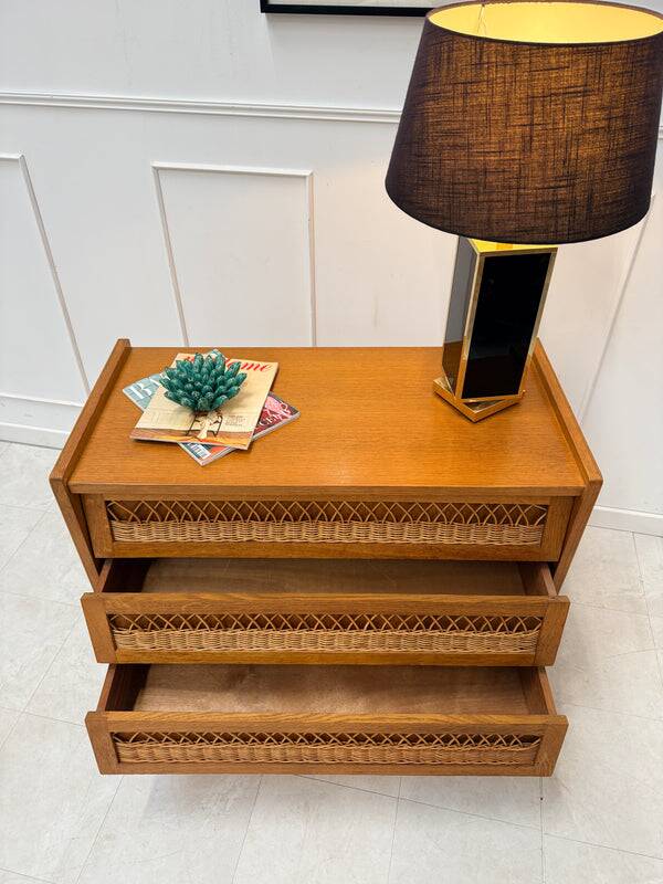 Commode rotin pieds compas