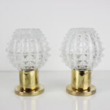 Pair of table or wall lamps, preciosa, kamenický šenov, 1960's